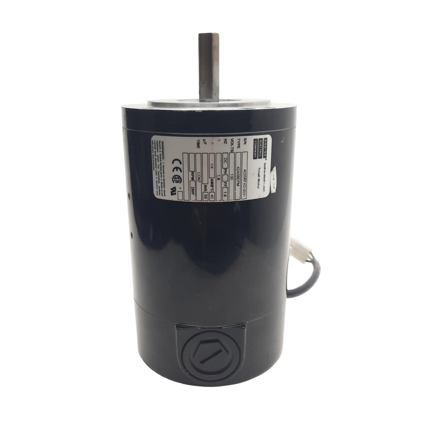 Used Bodine Electric Company 42A5BEPM DC Motor 130VDC, 1.8A, NEMA 42C *Ground Shaft*