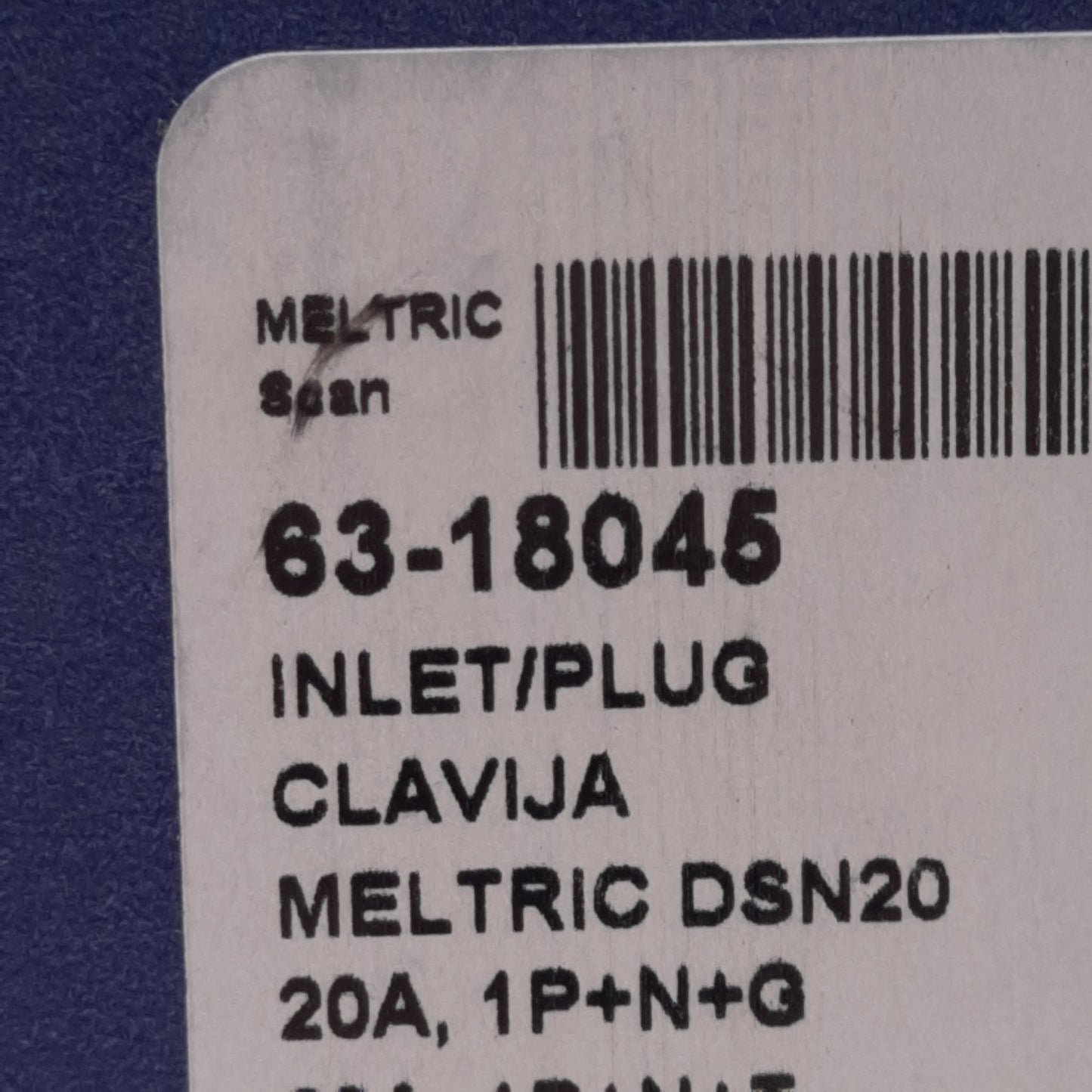 New Meltric 63-18045 DSN20 Inlet Plug, 1P+N+G, 277VAC 20A, 14-12 AWG, NEMA 4X & IP69