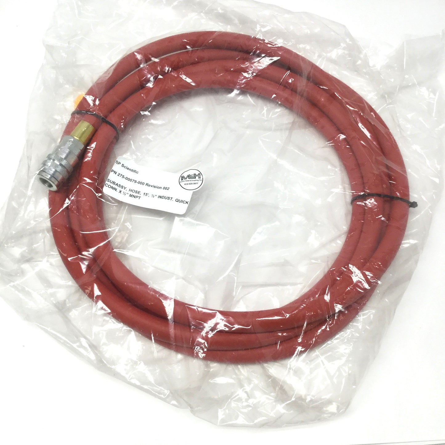 New SP Scientific 275-00079-000 Chiller Hose Assembly 1/2" QD x 1/2" NPT 300psi 15ft