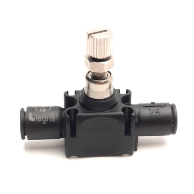 New – Open box Parker 77705600 Legris Flow Control Fitting, 1/4in P2C Tube, 14.5 to 145psi