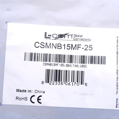 New L-com CSMNB15MF-25 D-Sub Cable, DB15 Male to DB15 Female, 25 ft Length