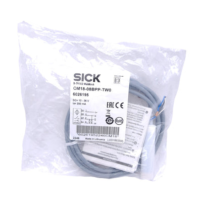 New SICK CM18-08BPP-TW0 6026195 Proximity Sensor 3-8mm Range, M18 x 1, PNP, 10-36VDC