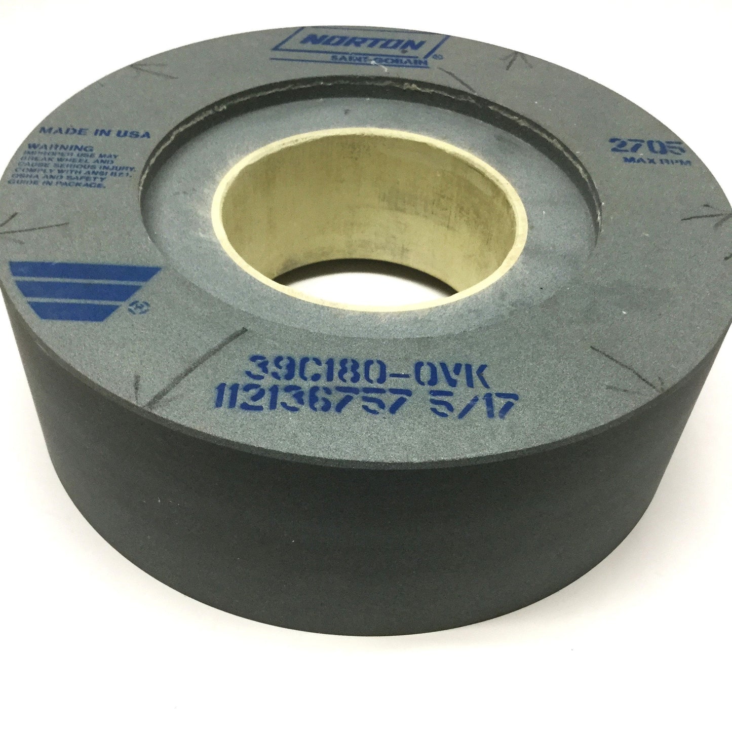 Used Norton 39C180-0VK Silicon Carbide Precision Grinding Wheel 180-grit, Ø12" x 4"