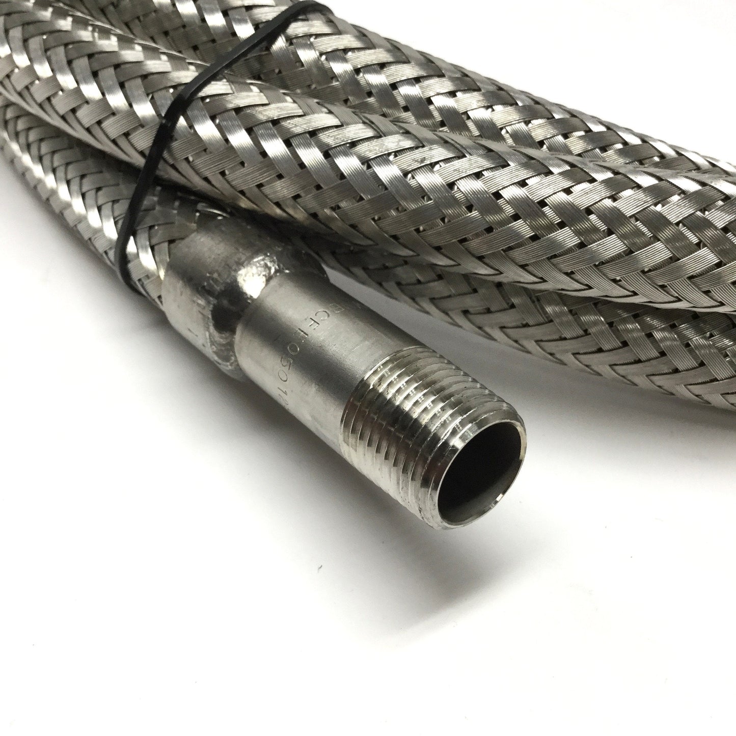 Used Stainless Steel Flexible Corrugated Braided Hose 1/2" NPT, Ø0.89" x 14ft Long