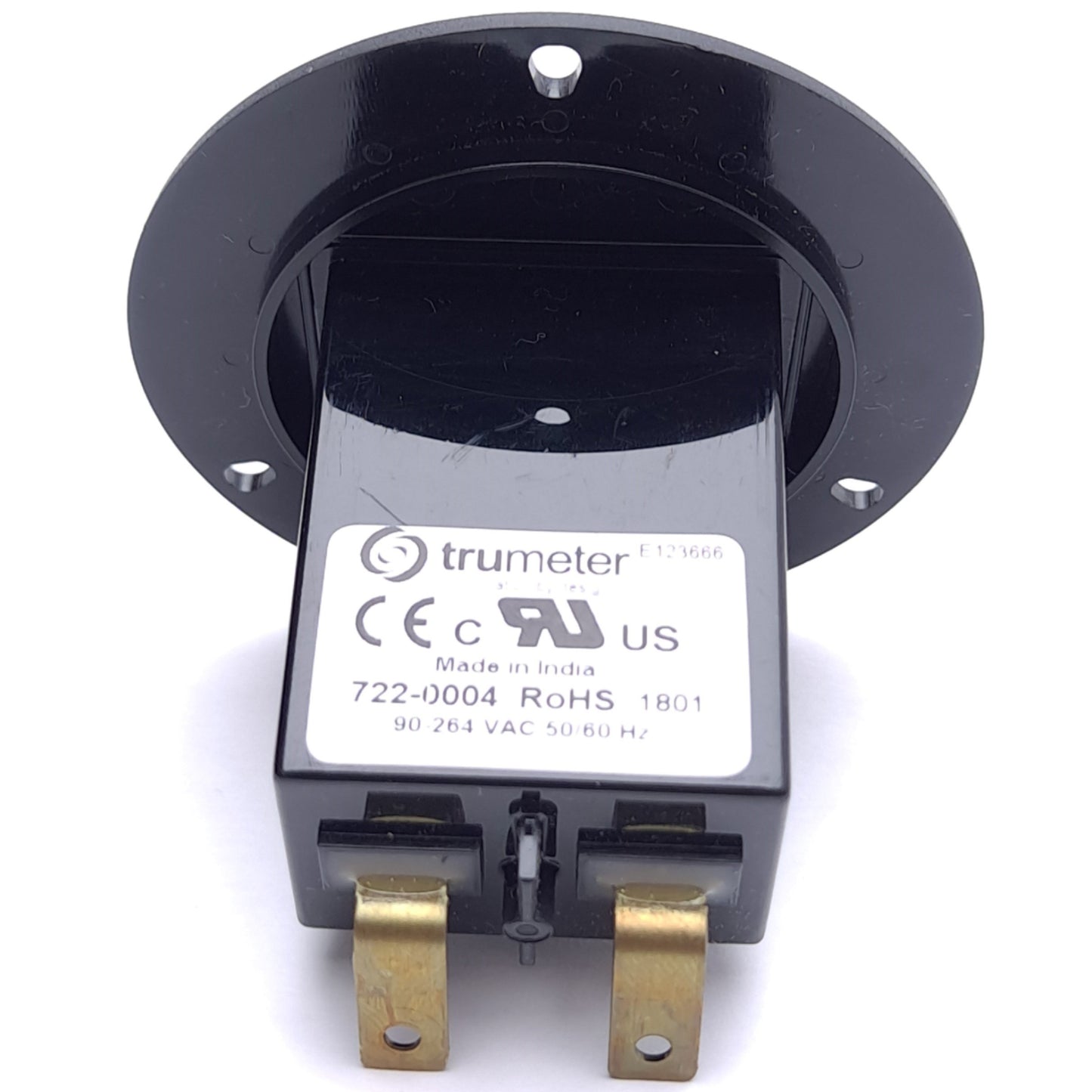 New – Open box Trumeter 722-0004 Hour Meter, 90-264VAC, 6-Digit, 1/4in Spade Terminal, ø2.8in