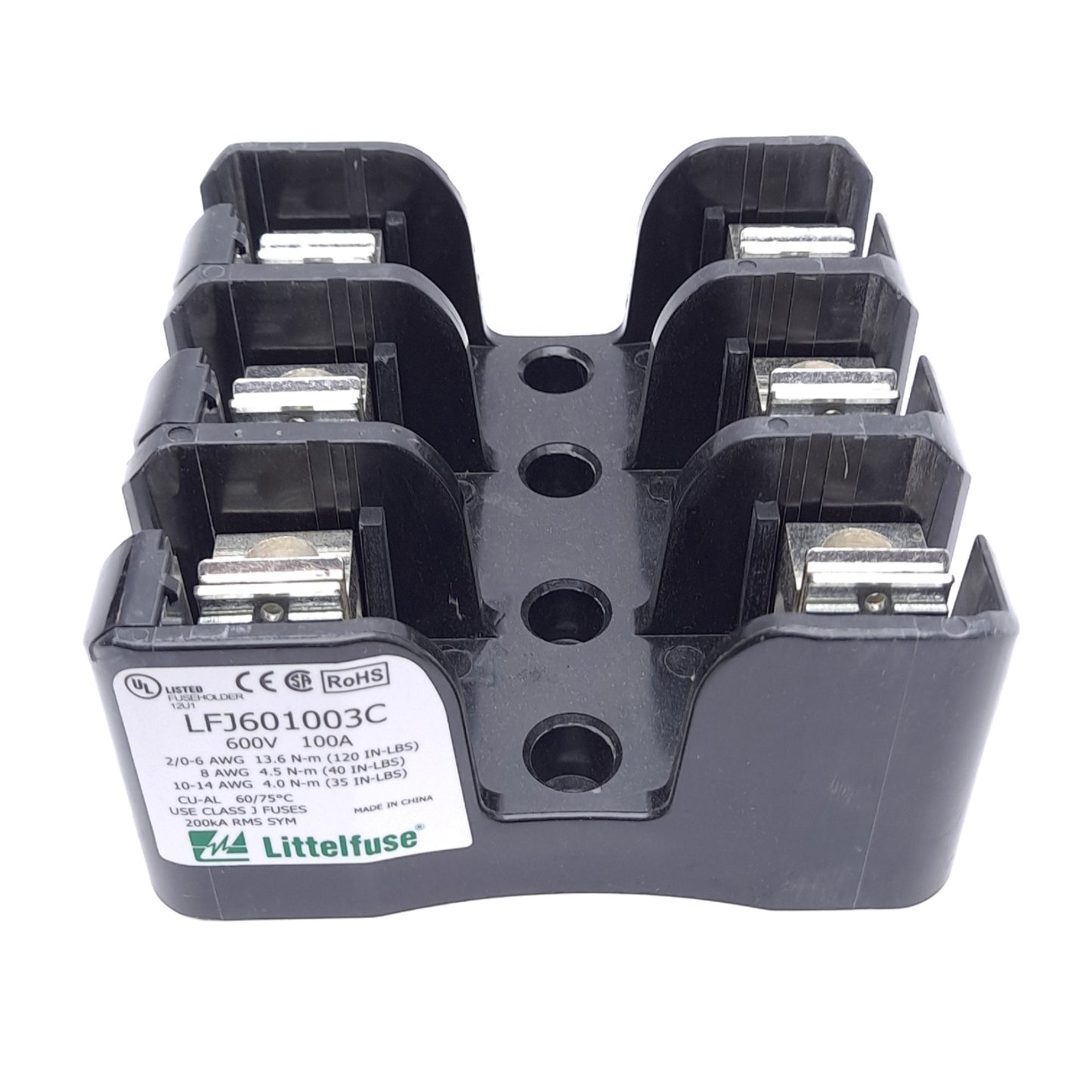 New Littelfuse LFJ601003C Fuseholder, 600VAC/DC 100A, DIN Rail, Class J Fuses