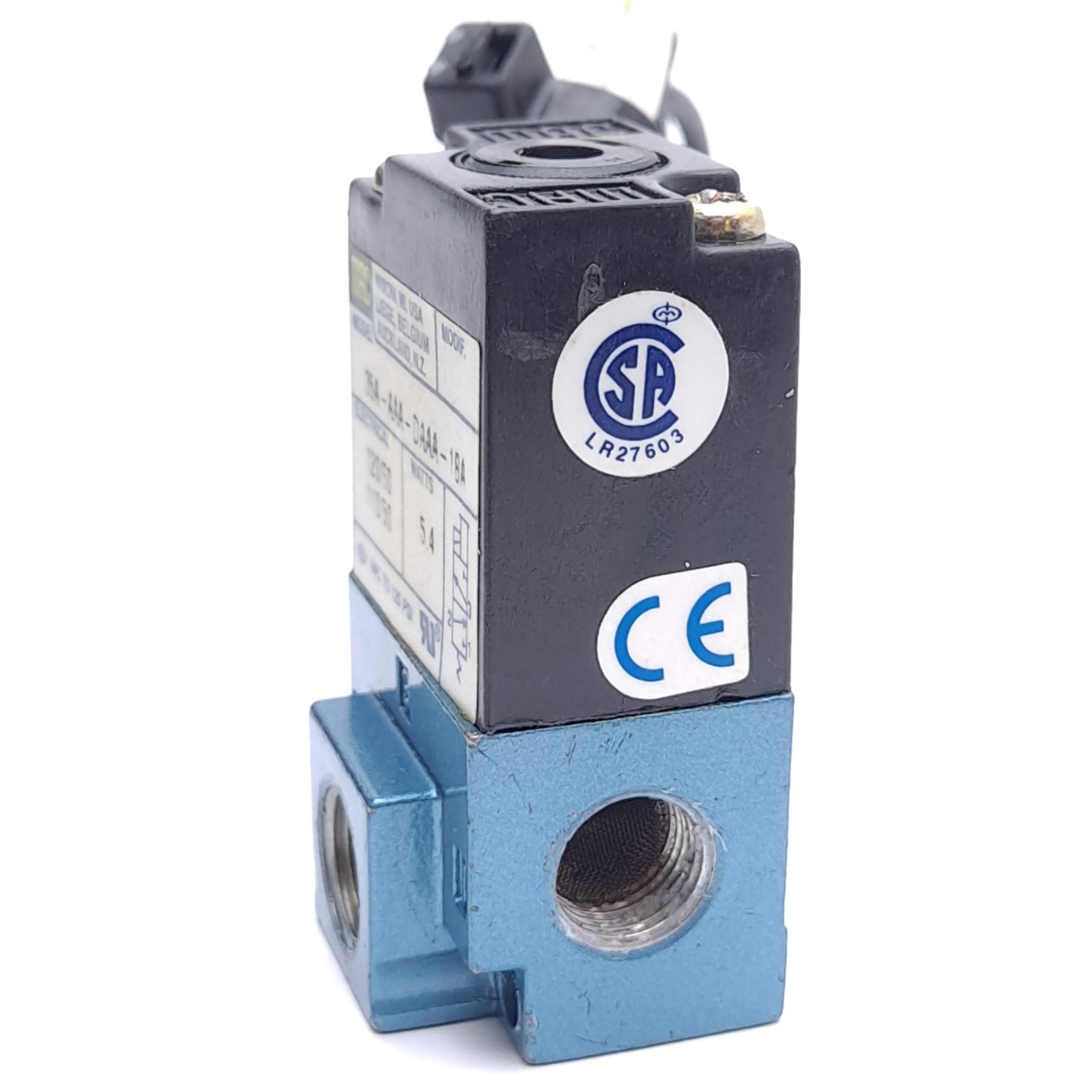 Used MAC 35A-AAA-DAAA-1BA Solenoid Valve, 3-Way, 110/120VAC, 120psi, 1/8in NPTF