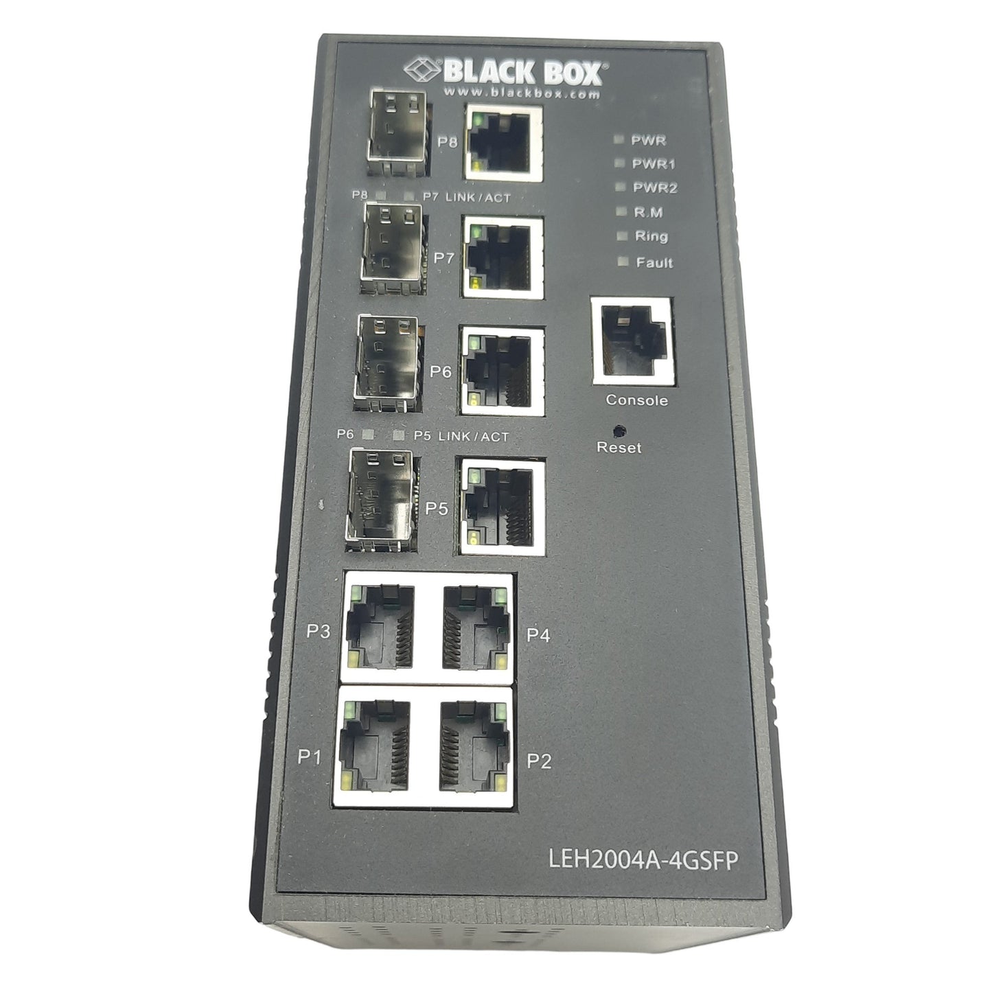 Used Black Box LEH2004A-4GSFP Industrial Managed Gigabit Ethernet Switch, 4-Port