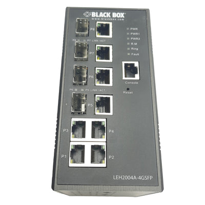 Used Black Box LEH2004A-4GSFP Industrial Managed Gigabit Ethernet Switch, 4-Port