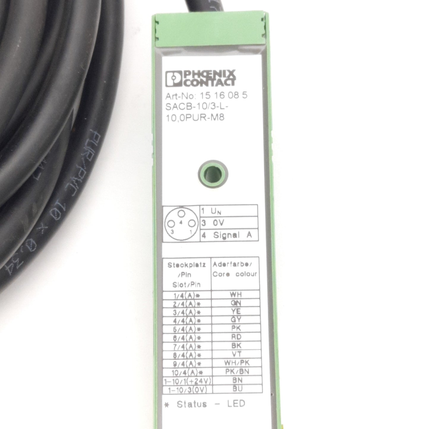 Used Phoenix Contact 1516085 SACB-10/3-L-10,0PUR-M8 Sensor Box, Ten M8 3-Pin Sockets