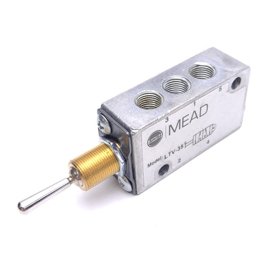 Used Bimba Mead LTV-35 Air Control Valve, 5/2-Way, Flip Toggle, 25-125psi, 1/8in NPT