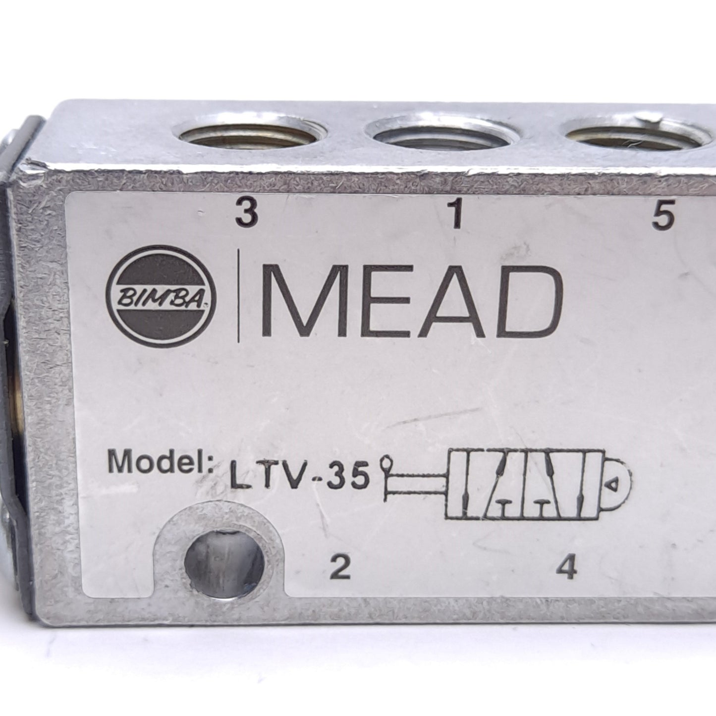 Used Bimba Mead LTV-35 Air Control Valve, 5/2-Way, Flip Toggle, 25-125psi, 1/8in NPT