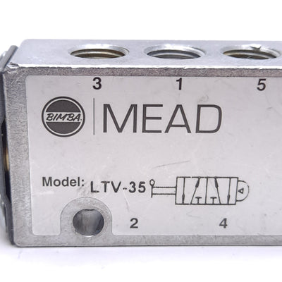Used Bimba Mead LTV-35 Air Control Valve, 5/2-Way, Flip Toggle, 25-125psi, 1/8in NPT