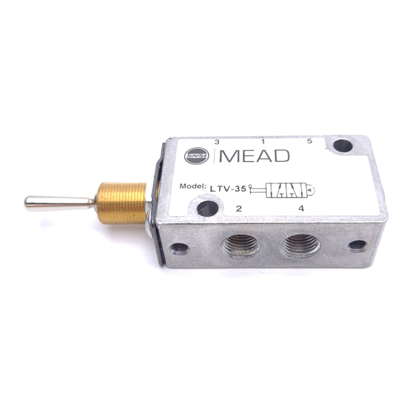 Used Bimba Mead LTV-35 Air Control Valve, 5/2-Way, Flip Toggle, 25-125psi, 1/8in NPT