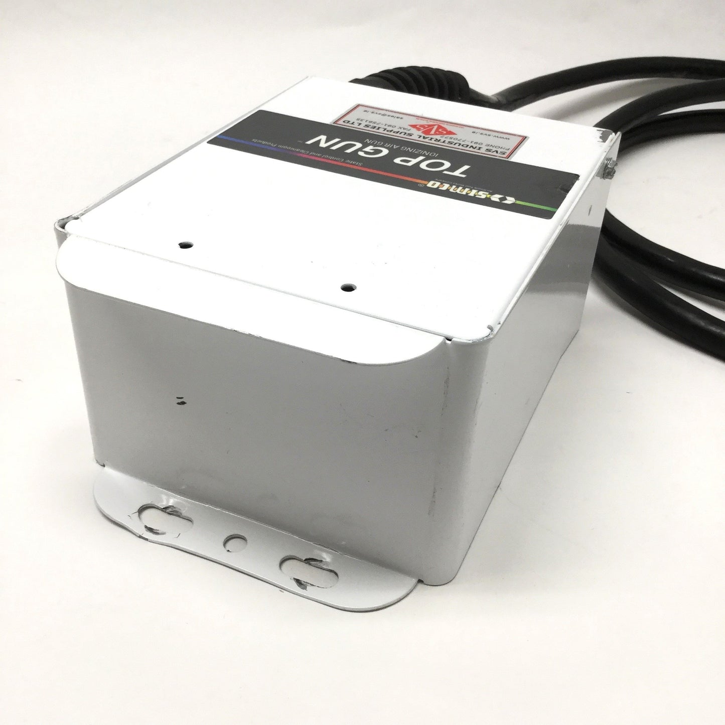 Used Simco 4005106 Top Gun 3 Air Ionizer 230VAC, 100psi, 7ft Blow-Off Hose/Cable