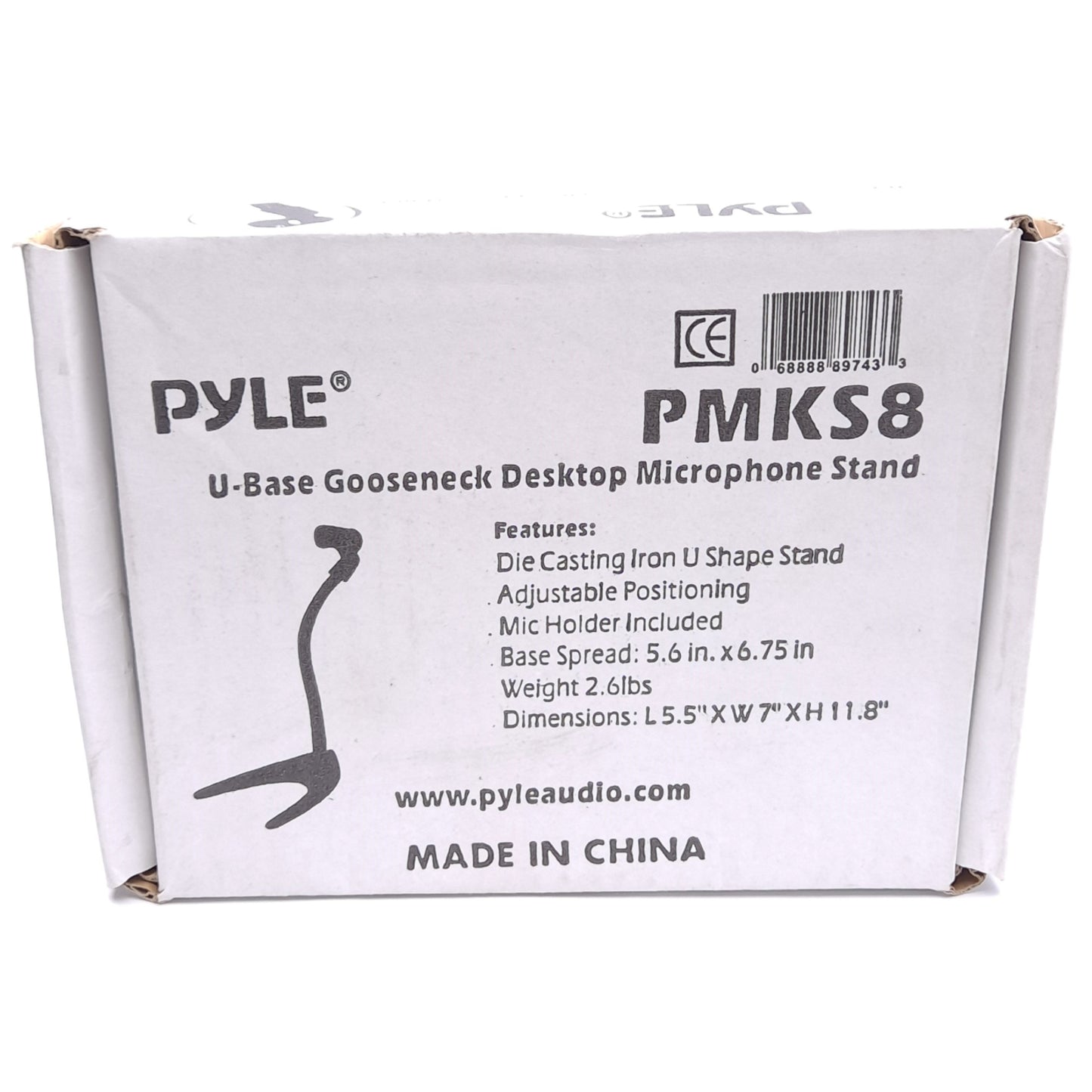 New Pyle PMKS8 Desktop Microphone Stand, 8.2in Gooseneck, Steel Alloy U-Base