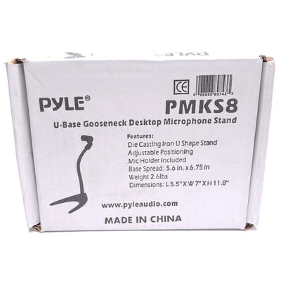 New Pyle PMKS8 Desktop Microphone Stand, 8.2in Gooseneck, Steel Alloy U-Base