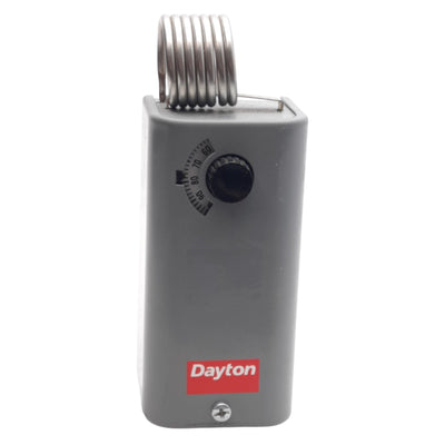 Used Dayton 2E206 Line Voltage Thermostat, 120/208/240VAC 16/9.2/8A, 30°F to 110°F