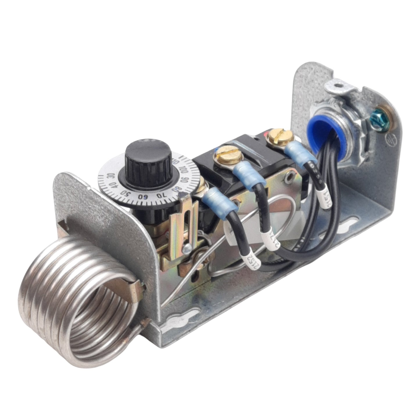 Used Dayton 2E206 Line Voltage Thermostat, 120/208/240VAC 16/9.2/8A, 30°F to 110°F