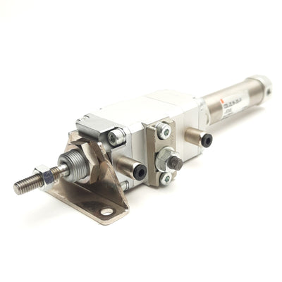 Used SMC CDLJ2L16-30-P Round Body Cylinder w/ Fine Lock, 30mm Stroke, 16mm Bore