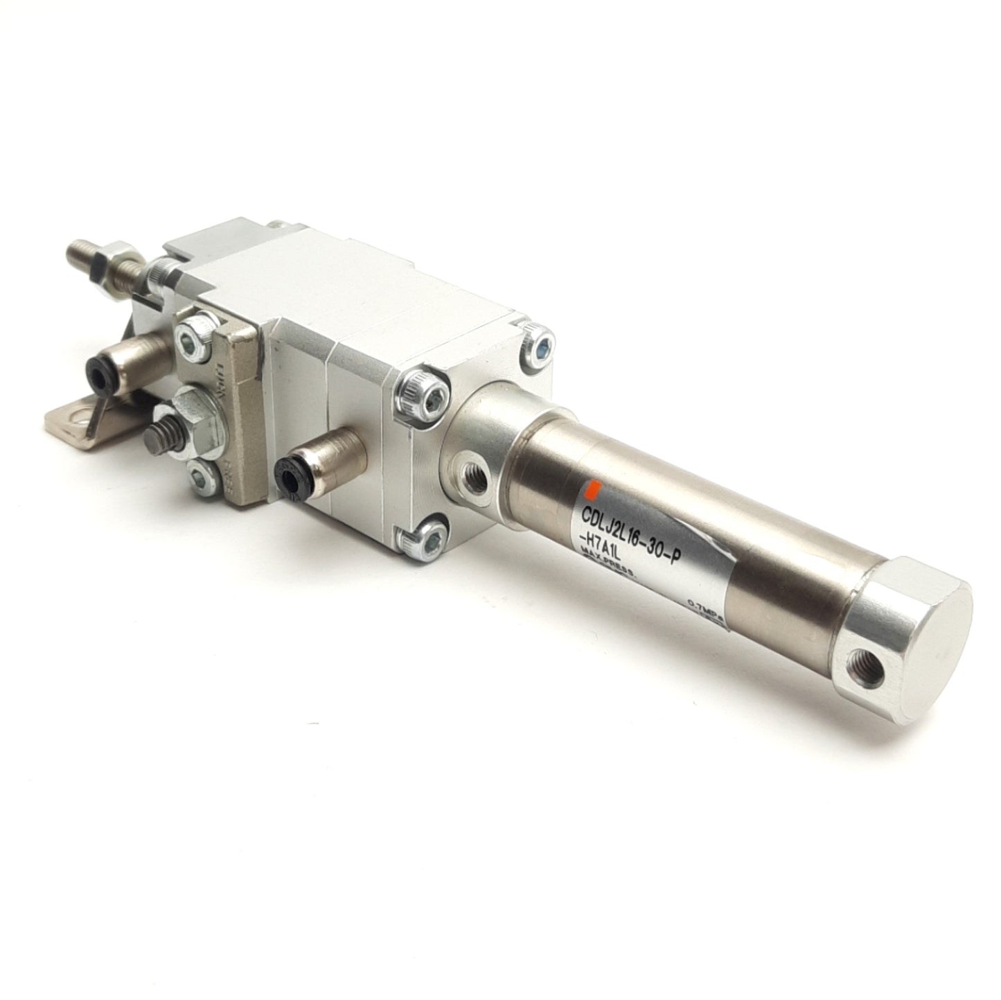 Used SMC CDLJ2L16-30-P Round Body Cylinder w/ Fine Lock, 30mm Stroke, 16mm Bore