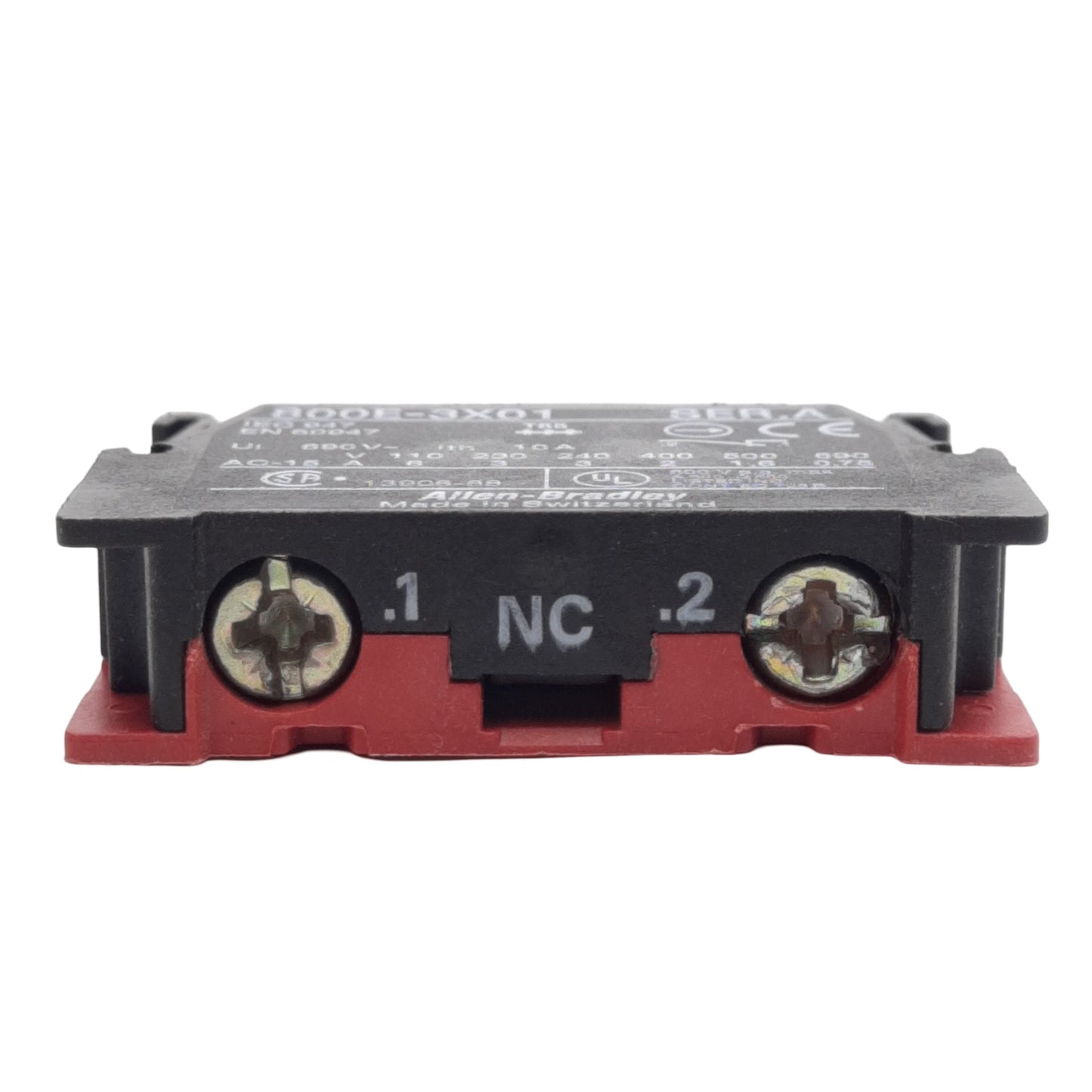 Used Lot of 2 Allen Bradley 800E-3X01 Contact Block, 1 NC, 22.5mm, 690VAC 10A