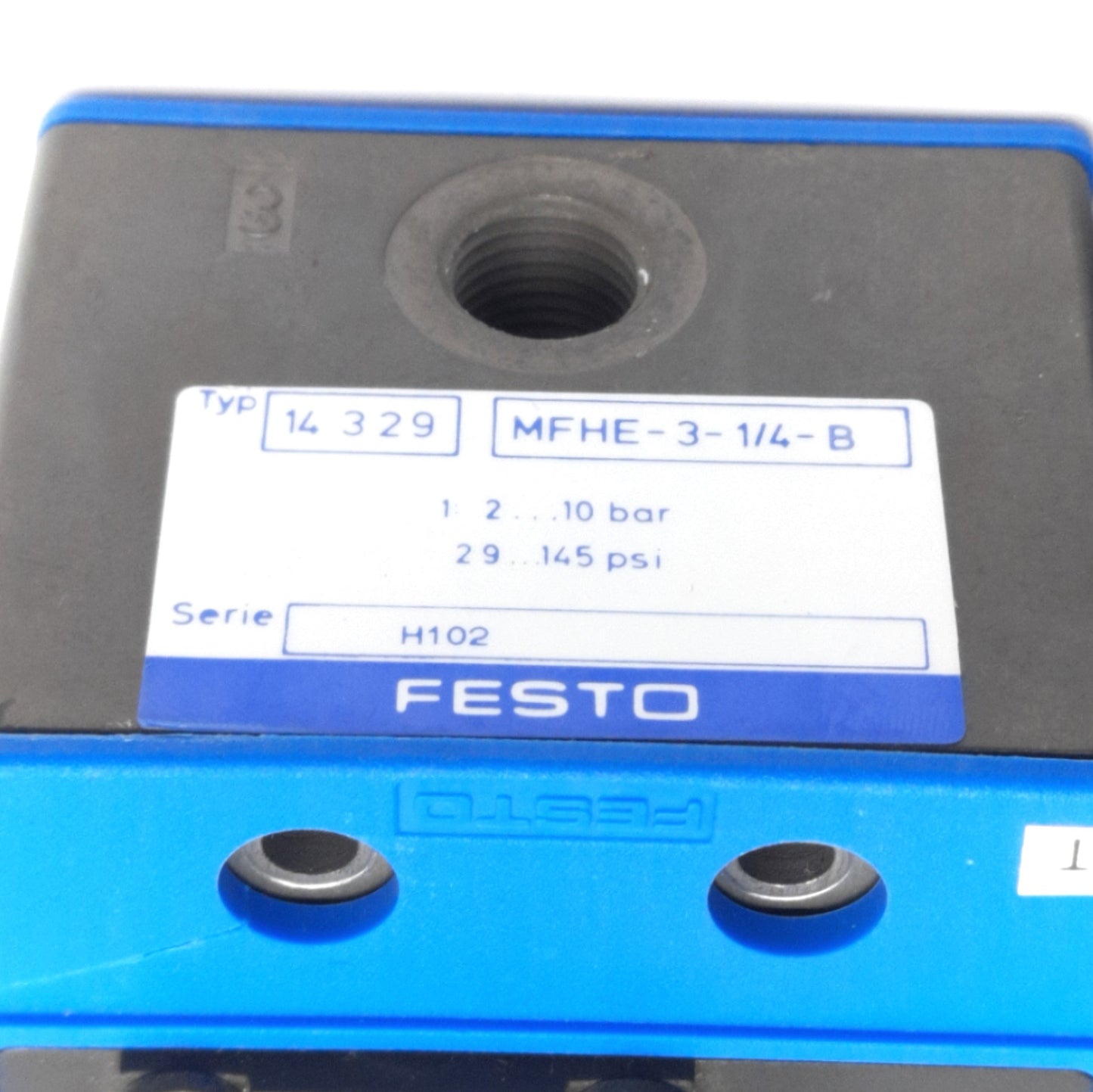 Used Festo MFHE-3-1/4-B 272719 Regulator & Solenoid Assembly, 145psi, 24V DC Coil