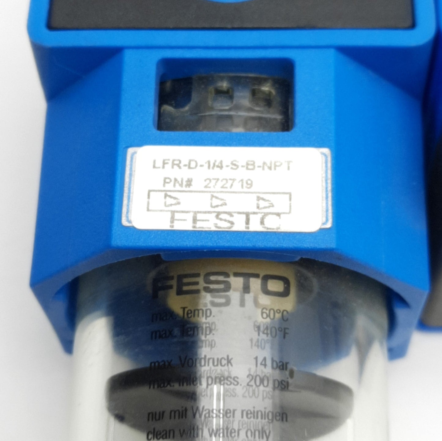 Used Festo MFHE-3-1/4-B 272719 Regulator & Solenoid Assembly, 145psi, 24V DC Coil