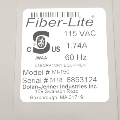 Used Fiber-Lite Mi-150 Fiber Optic Illuminator, ø15mm, White 3250K, 150W Lamp, 115VAC