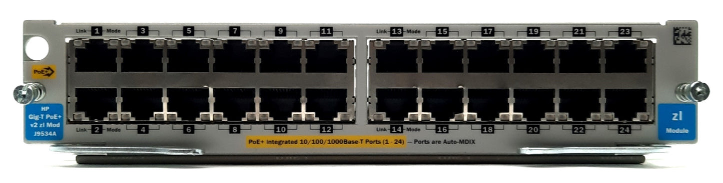 Used HP J9534A Network Switch Module 24 Ports GigE PoE+ for 5400 zl & 8200 zl