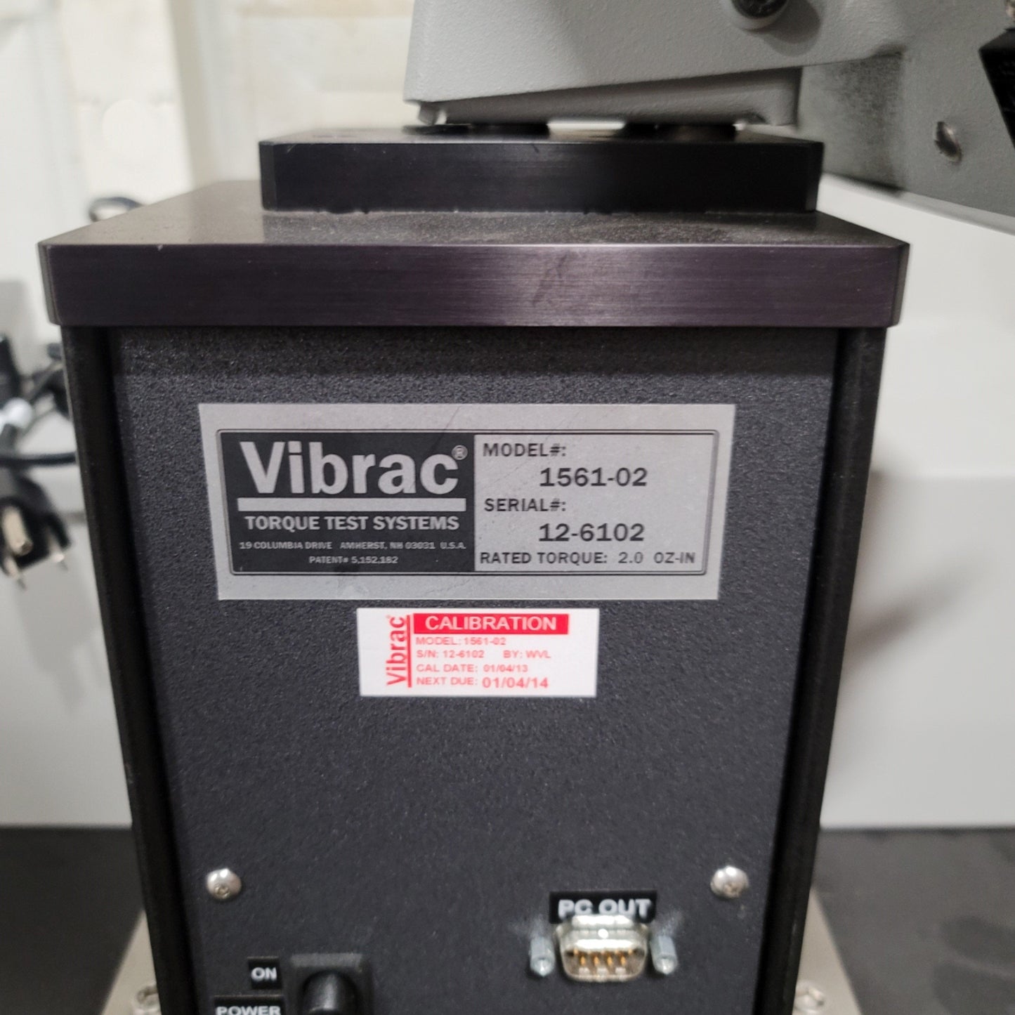 Used Vibrac 1561-02 Test-All II Horizontal Torque Testing Machine 2.0oz-in, 1-50RPM