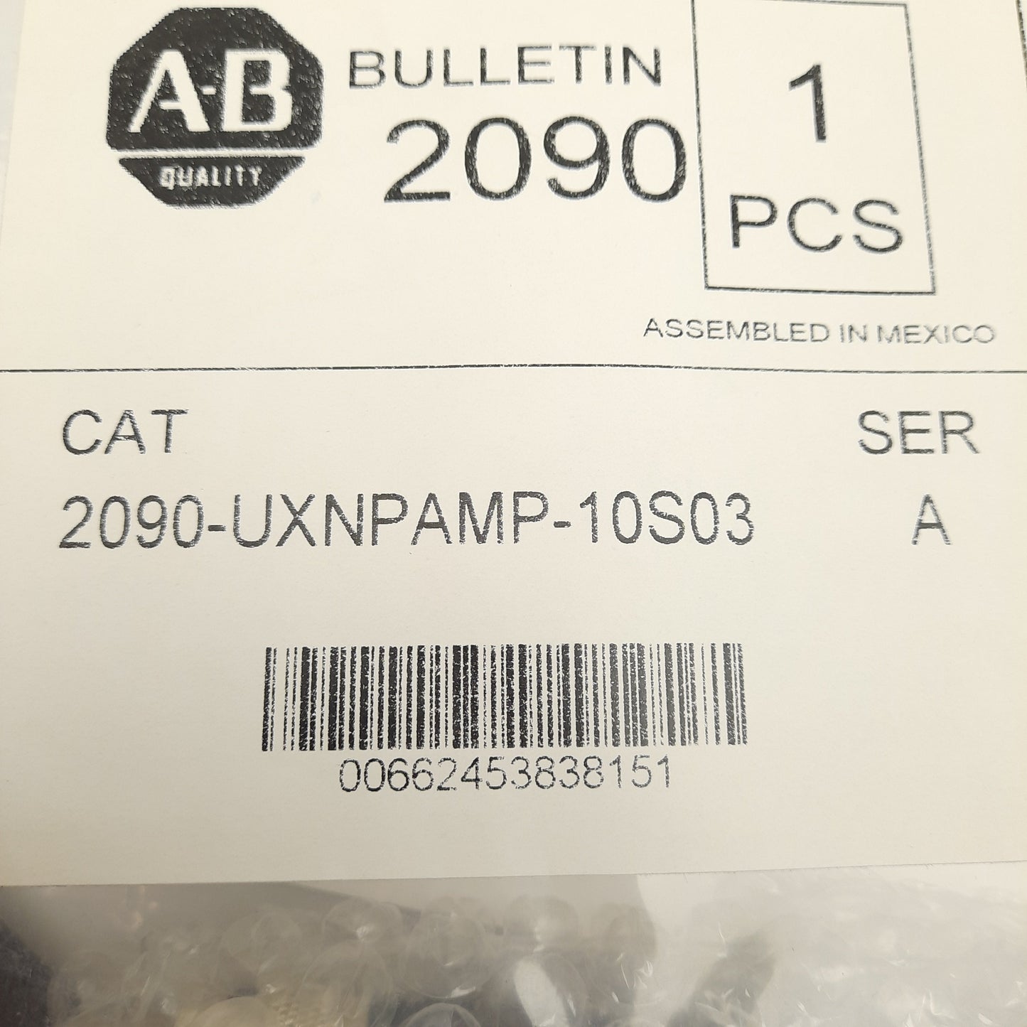 Used Allen Bradley 2090-UXNPAMP-10S03 Motor Power Cable, 4-Pin Bayonet, 600V, 3m Long