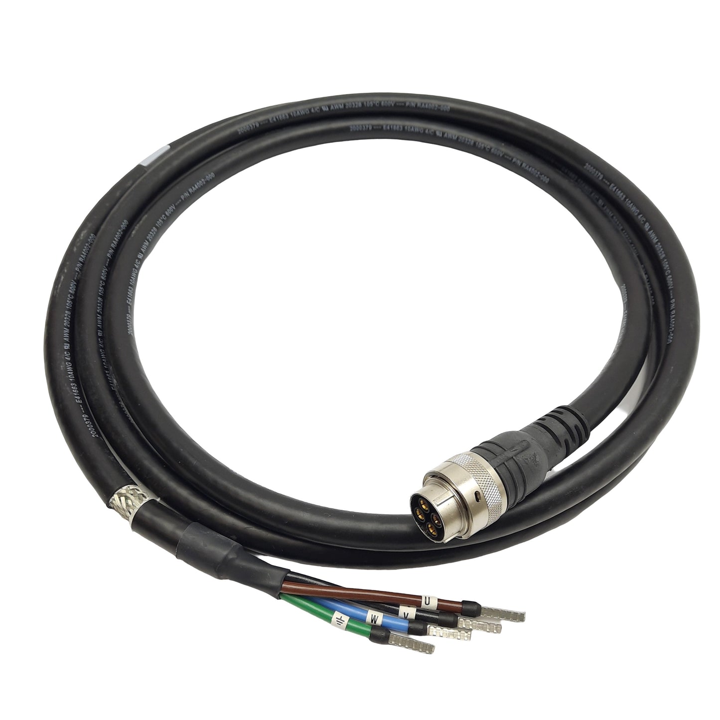 Used Allen Bradley 2090-UXNPAMP-10S03 Motor Power Cable, 4-Pin Bayonet, 600V, 3m Long