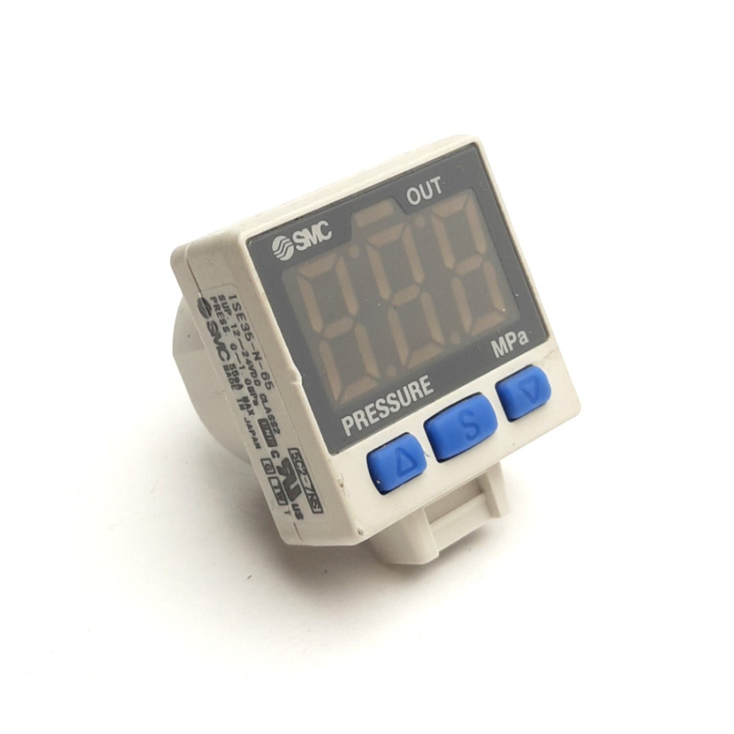 Used SMC ISE35-N-65 Digital Pressure Switch, 12-24VDC, 0~1MPa, PNP Output