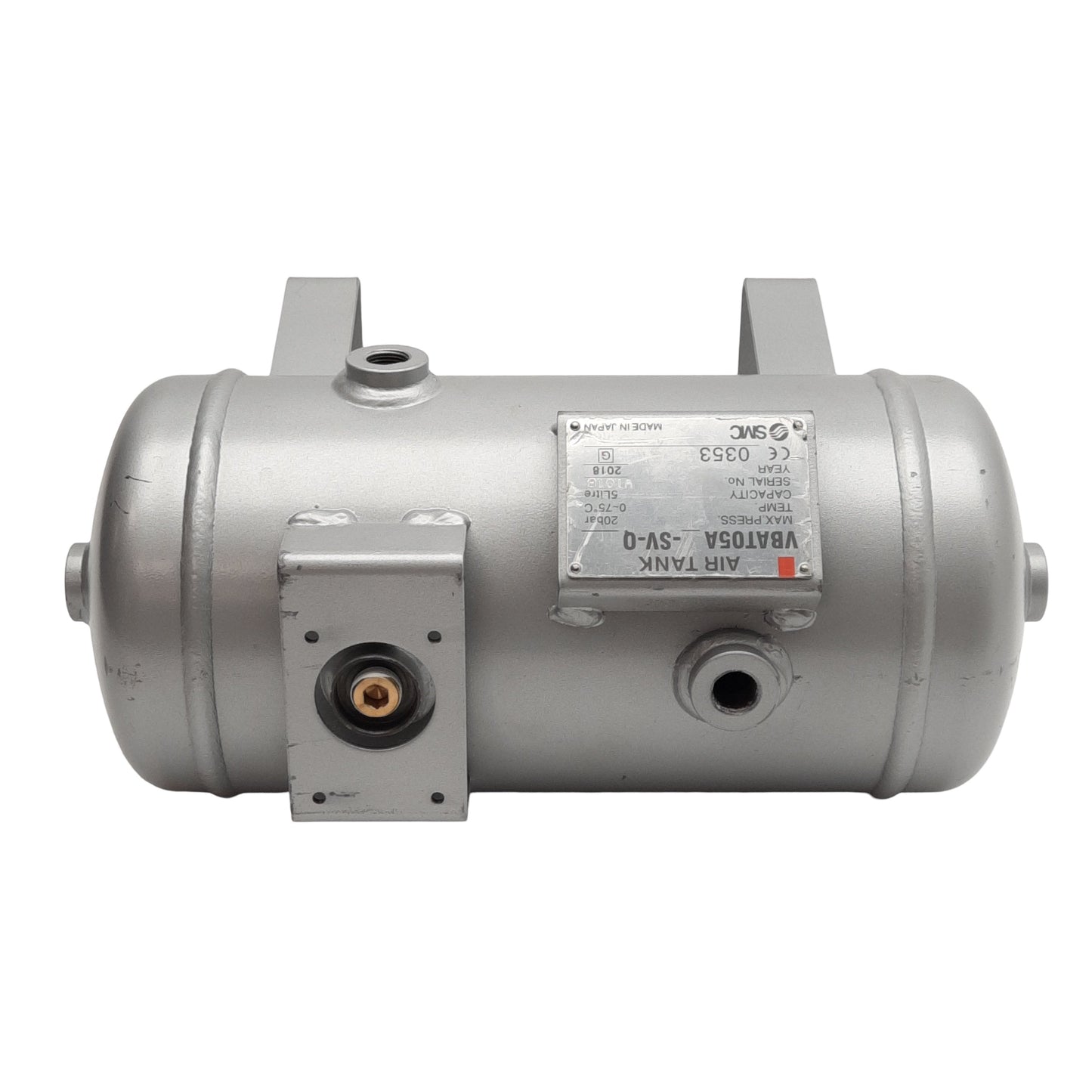 Used SMC VBAT05A-SV-Q CE Certified Air Tank, 5 Liter, 20bar, 0-75°C, Rc1/2 Ports