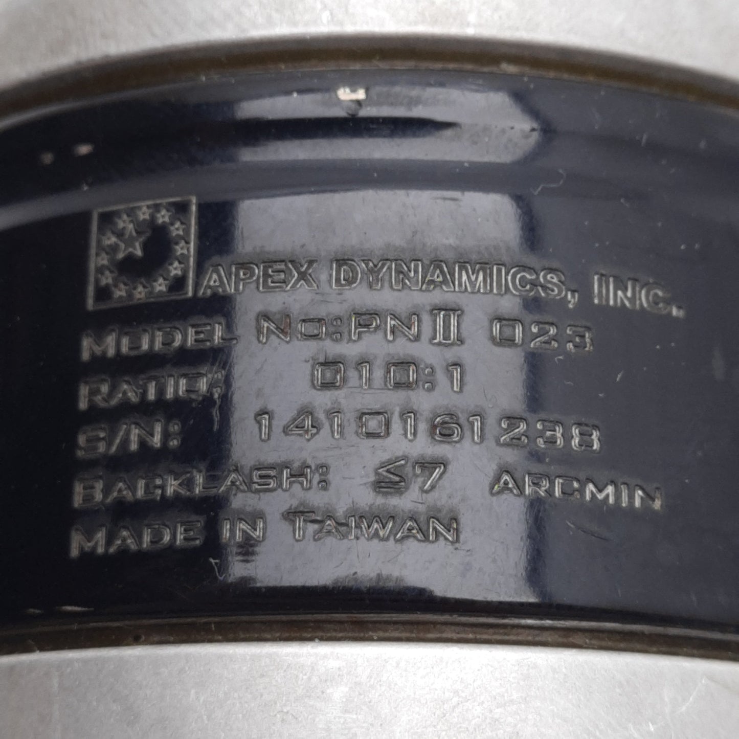 Used Apex Dynamics PNII 023 Planetary Gearbox, 10:1, 27Nm, 4,000RPM, NEMA 23