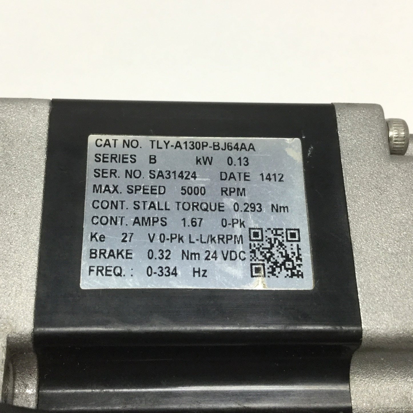 Used Allen Bradley TLY-A130P-BJ64AA Kinetix Servo Motor 230VAC 3PH, 5000RPM w/Brake