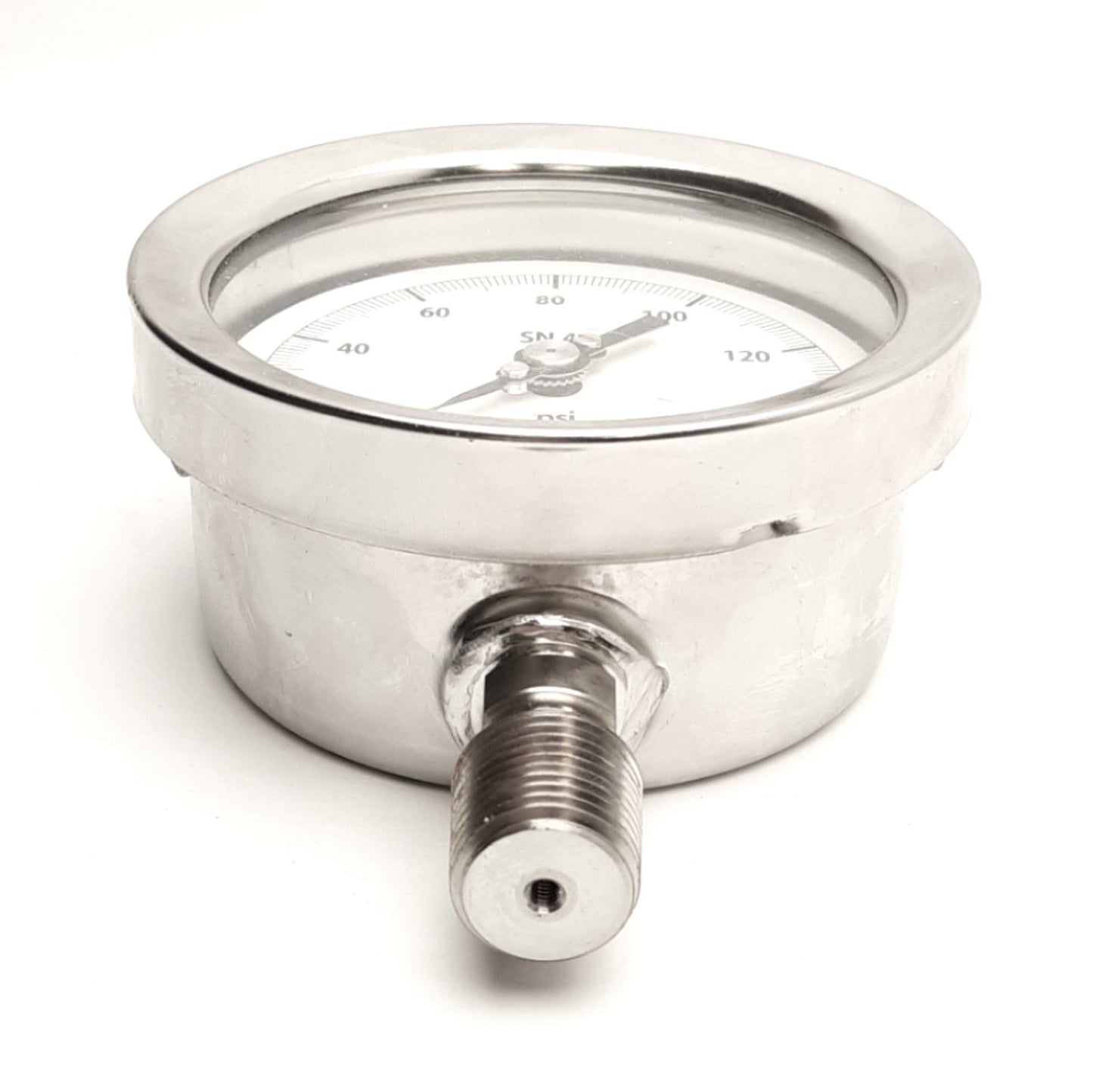 Used Versa Gauge Winters SN.46 03-01 Pressure Gauge, 160psi, 1/2in NPT, Stainless