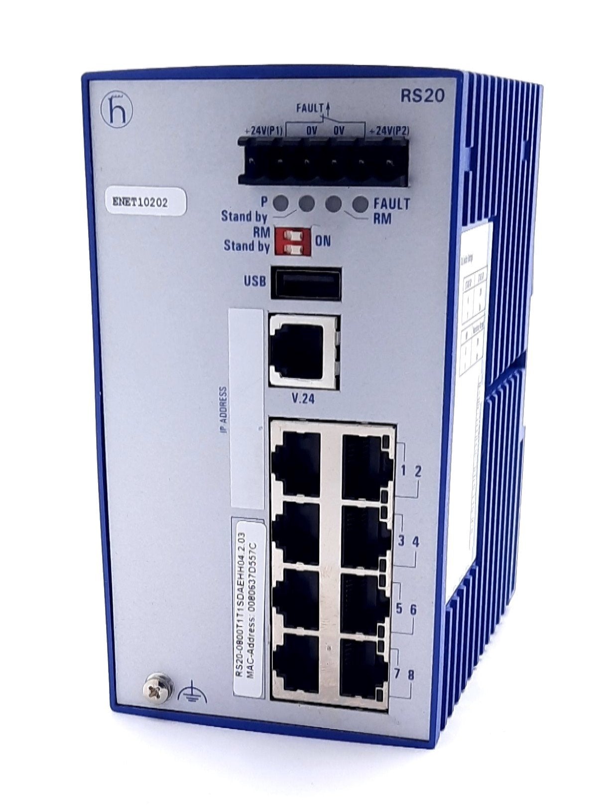 Used Hirschmann RS20-0800T1T1SDAEHH04.2.03 Ethernet Rail Switch 9.6-60VDC 18-30VAC