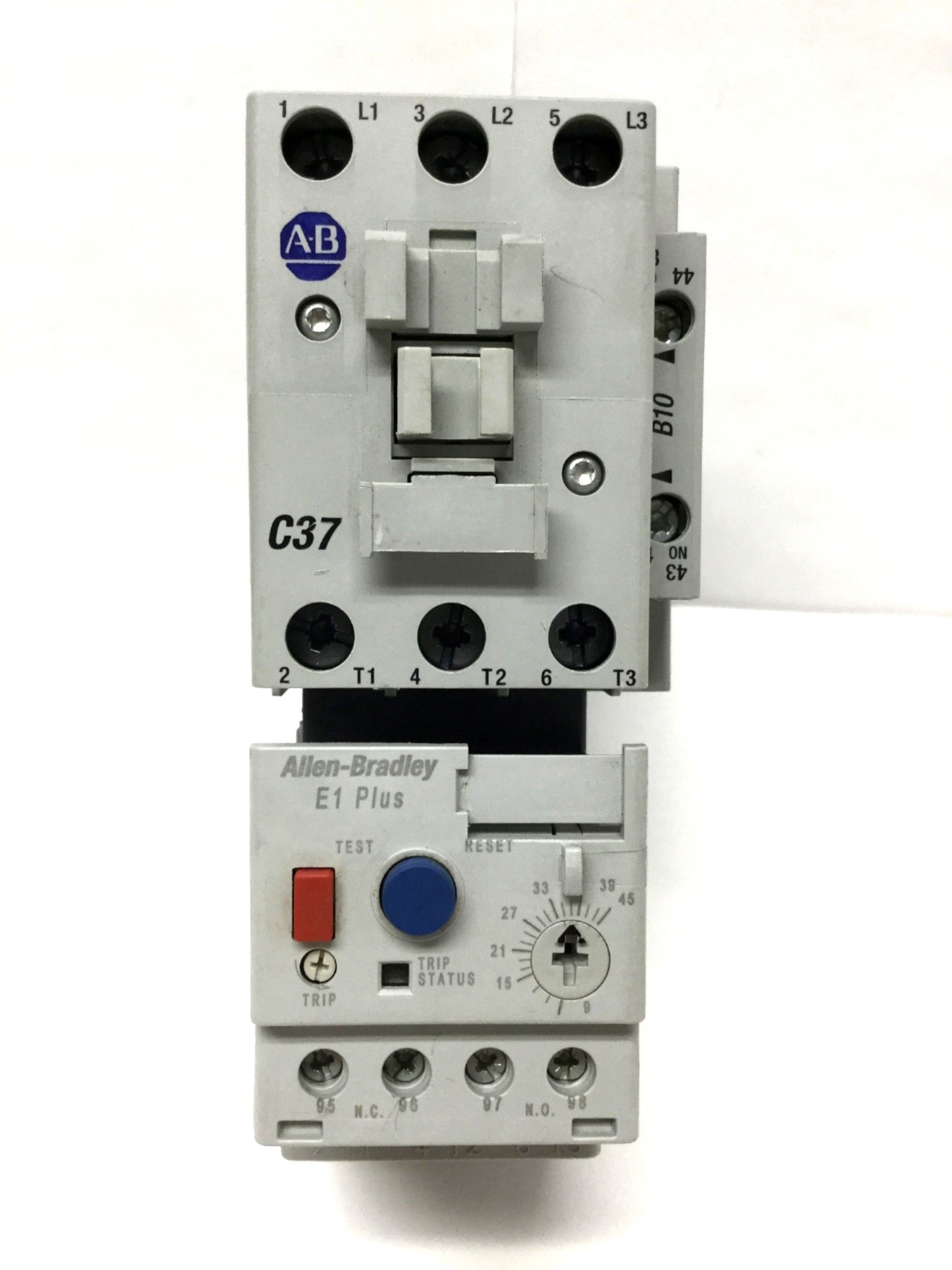 Used Allen Bradley 100-C37D00 / 193-EEFD Motor Starter, 110/120VAC, 3-Pole, 9-45A OL