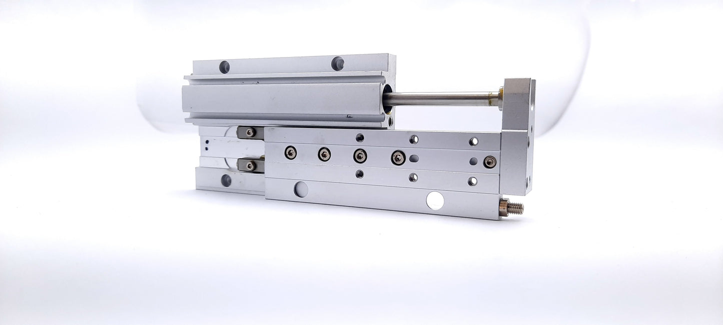 Used SMC MXF12-50 Low Profile Slide Table, 50mm Stroke, 12mm Bore, 22 - 102 PSI