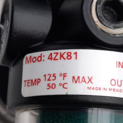 Used Dayton 4ZK81 Filter Regulator, 0-150PSIG In, 0-100PSIG Out, 5 Micron, 1/4in NPT