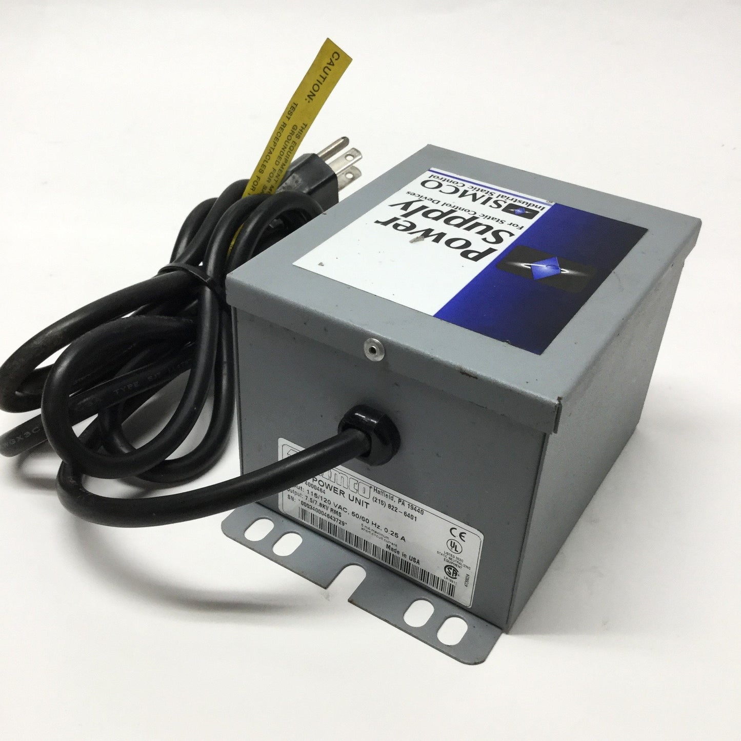 Used Simco F167 Static Eliminator Neutralizer Power Supply, 2x 7.5kV RMS Out, 120VAC