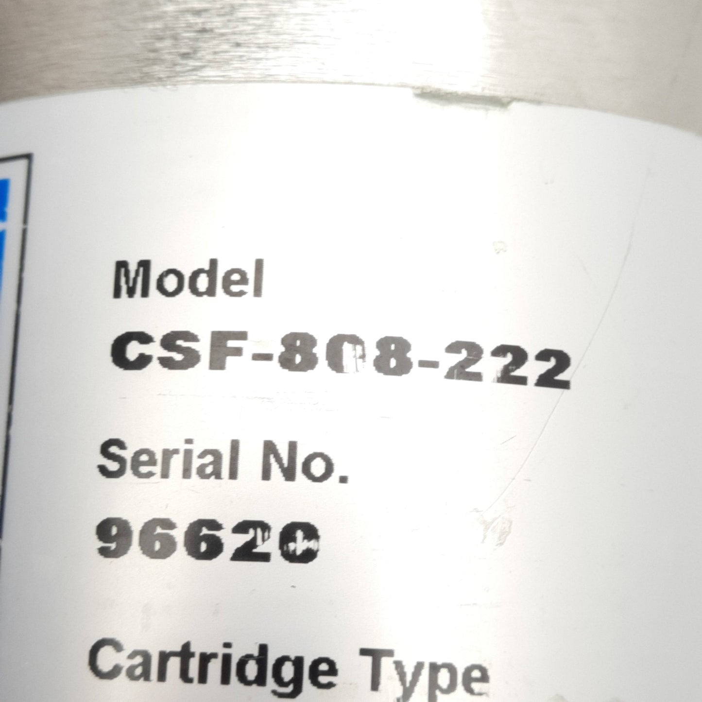 Used Shelco CSF-808-222 Single Cartridge Filter Housing, 300PSIG, 1in NPT, 316L SS
