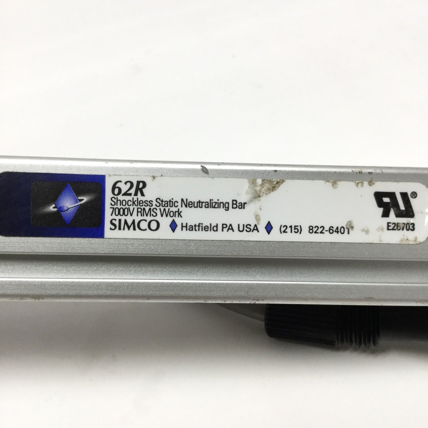 Used Simco 62R Shockless Static Elimination Neutralizing Bar, 7kVAC, Length 10.5"