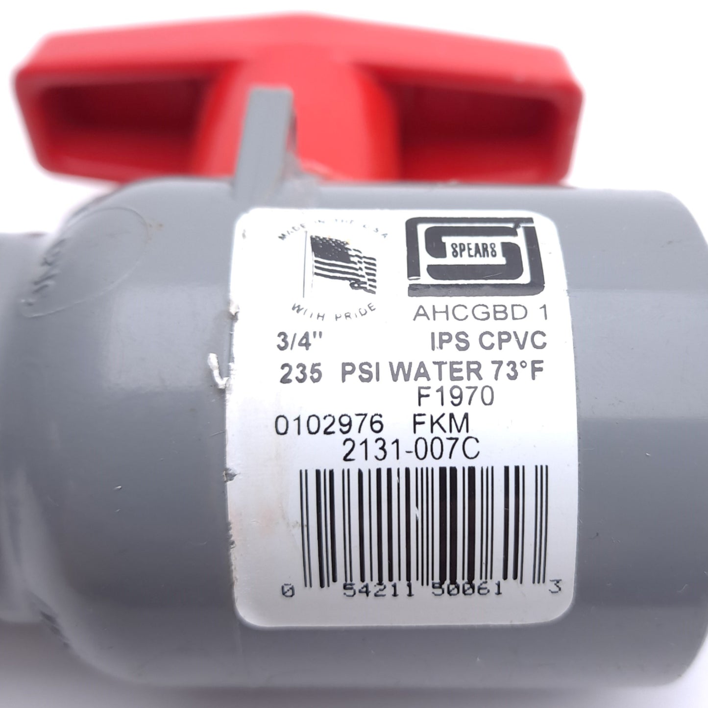Used Spears 2131-007C CPVC Ball Valve, 235psi, 3/4in FNPT, 4-1/16in Inlet to Outlet