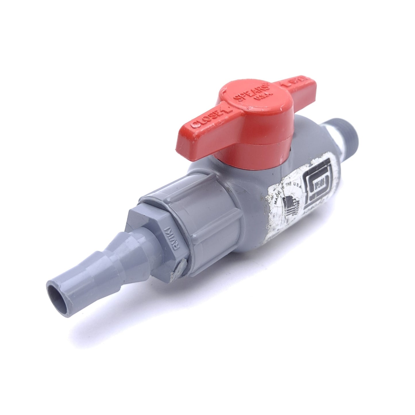 Used Spears 1529-002C Lab Ball Valve, CPVC, 150psi, 1/4in MNPT, 3-7/8in Length