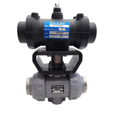 Used Asahi/America AP79PSNST Pneumatic Actuator & Ball Valve, Spring Return 3/4in NPT