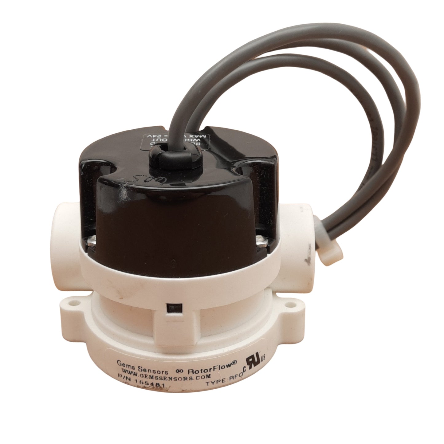 Used Gems Sensors 155481 RFO Type Flow Rate Monitor, 1.5-20GPM, 4.5-24VDC, 1/2in NPT