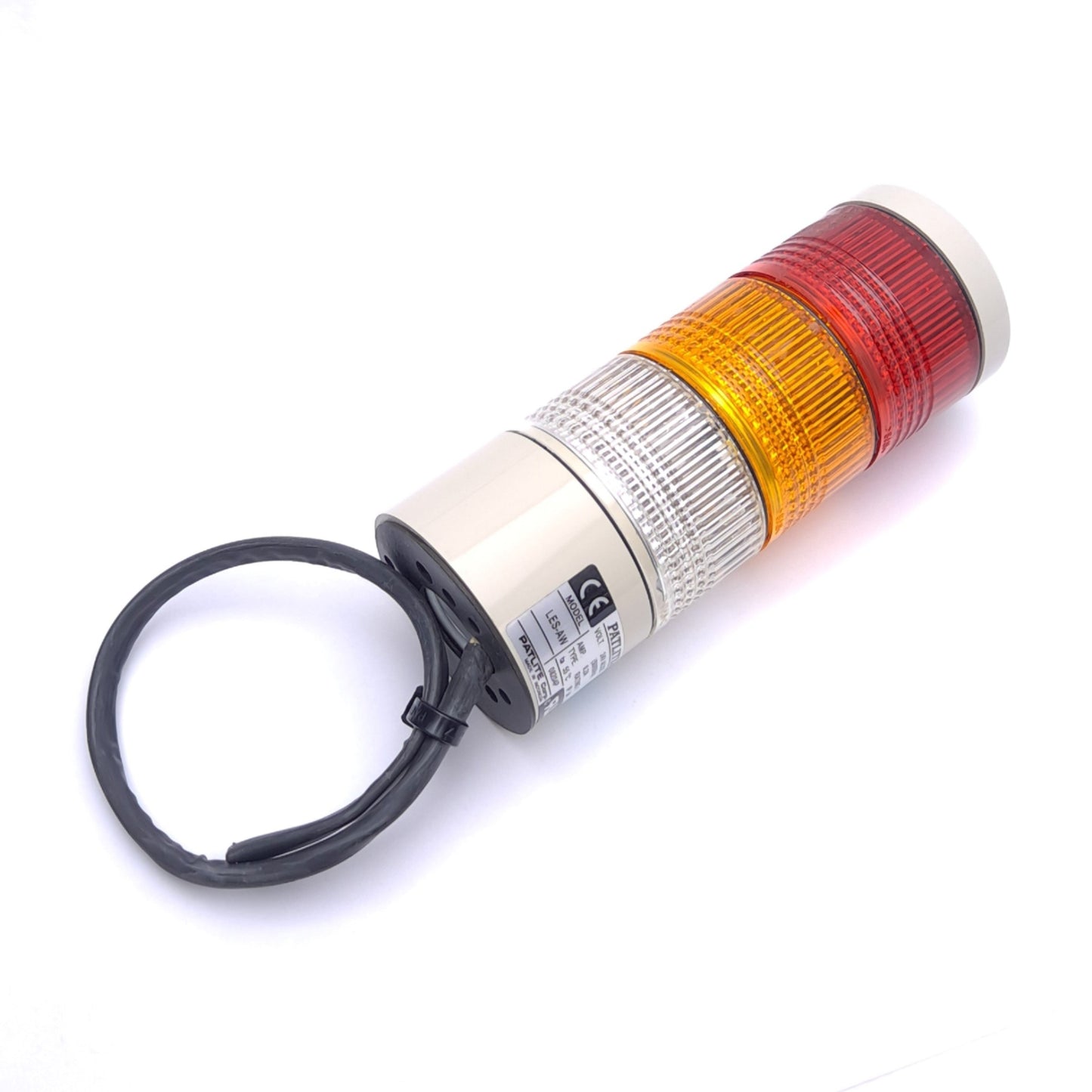 Used Patlite LES-302AW-RYC LED Signal Tower, ø50mm, 24VAC/DC, Red/Amber/Clear